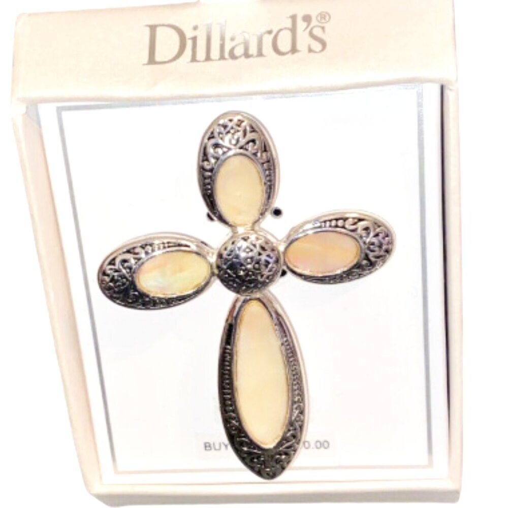 Cross Brooch Genuine Shell Dillard’s Pin